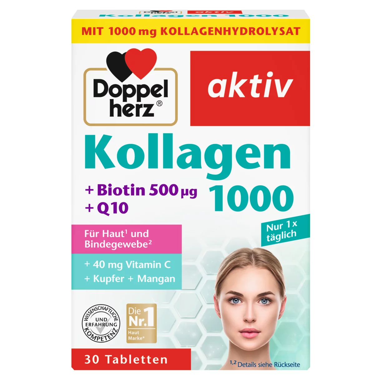 Abbildung der Produktverpackung Doppelherz aktiv Kollagen 1000 Frontansicht